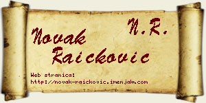 Novak Raičković vizit kartica